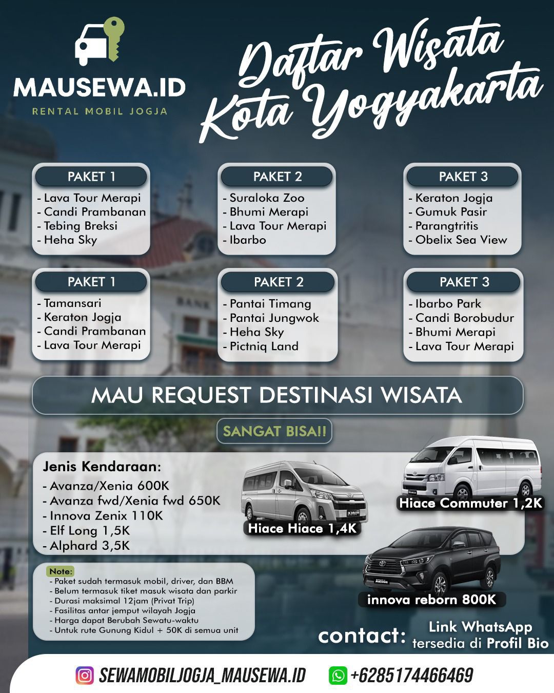 sewa mobil jogja - perjalanan wisata